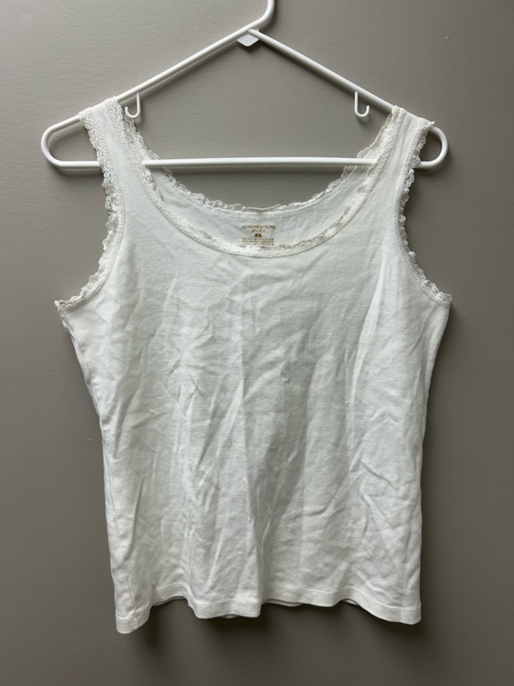 Jones New York Sport Women’s White Tank Top with Lace‎ Trim